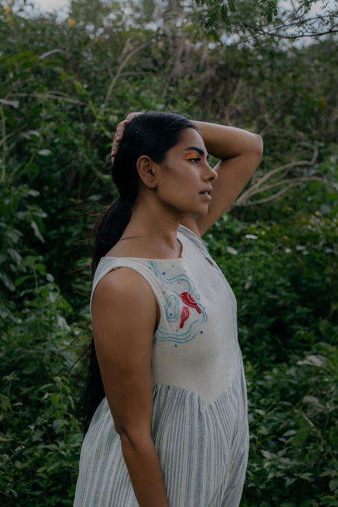 Handloom Gathered Maxi Dress